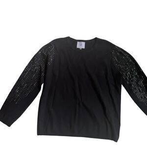 LIV Milano Pullover Sweater Size XL Bling Sleeve Black